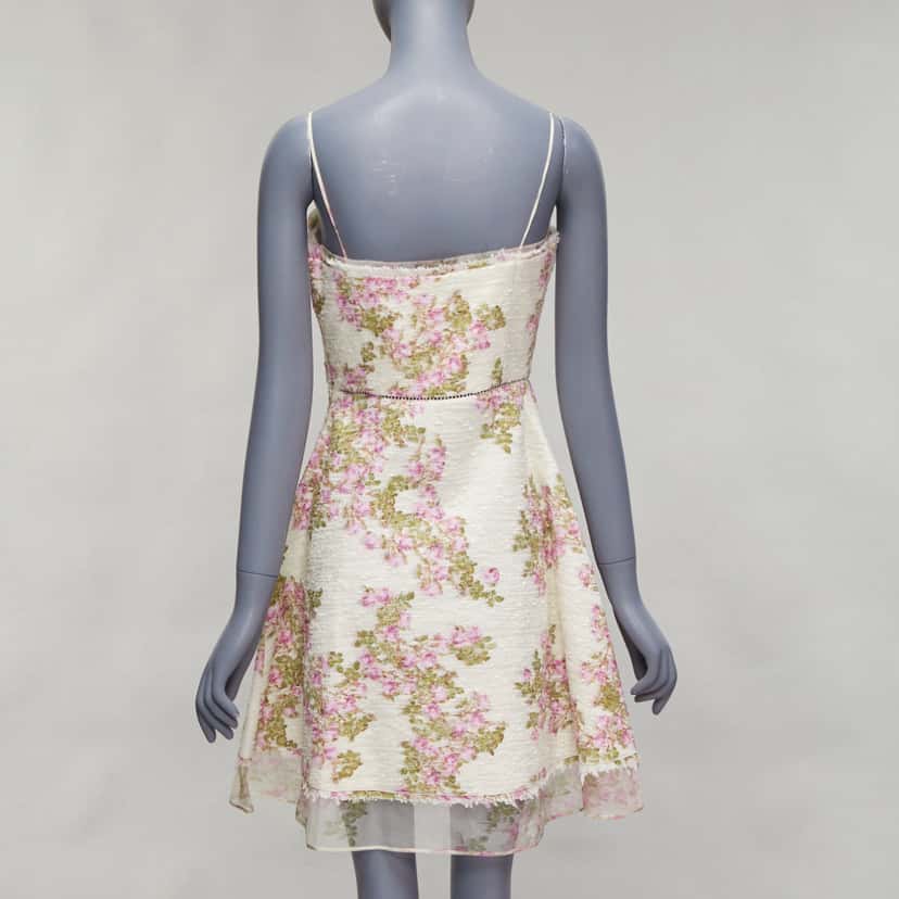 Giambattista Valli Floral Tweed Dress Beige Cotton Never worn - Box View