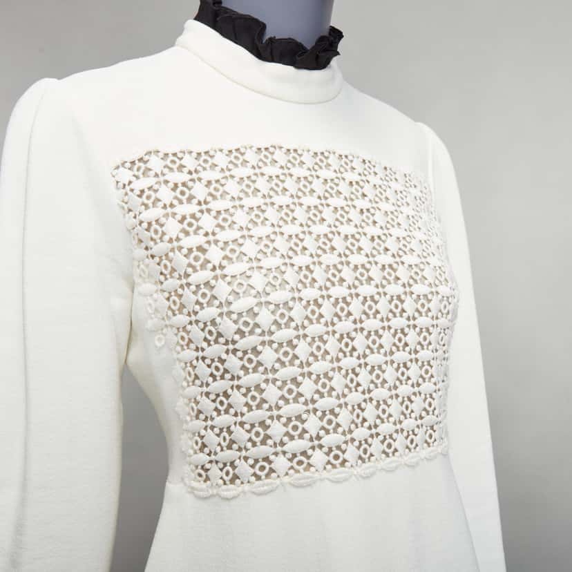 Giambattista Valli Ruffle Collar Dress Beige Cotton Fair condition - Back View