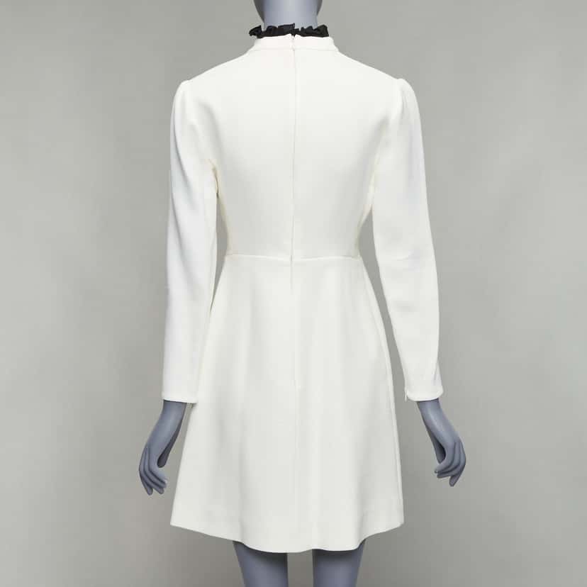 Giambattista Valli Ruffle Collar Dress Beige Cotton Fair condition - Box View