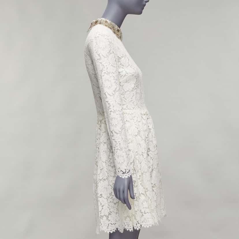 Valentino Garavani Sequin Bridal Dress Beige Cotton Never worn - Model View