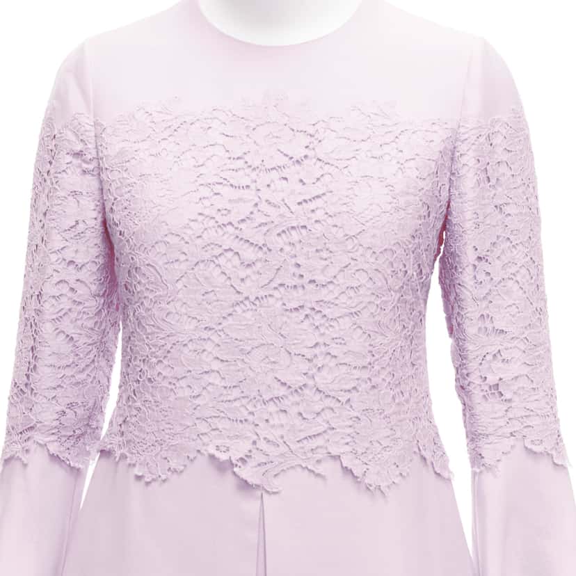 Valentino Garavani Crepe Lace Dress Pink Wool Very good condition - Back View