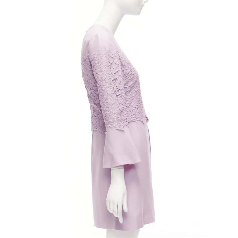 Valentino Garavani Crepe Lace Dress Pink Wool Very good condition - Model View