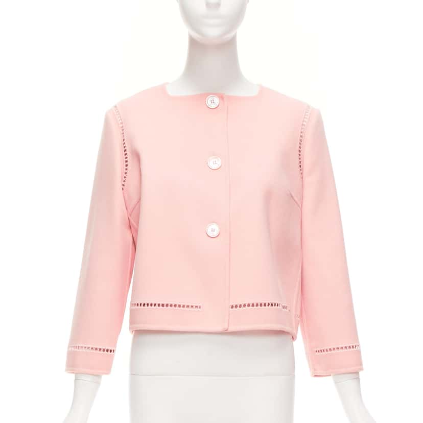 Ermanno Scervino Pink Eyelet Shell Jacket Pink Wool Very good condition - Front View