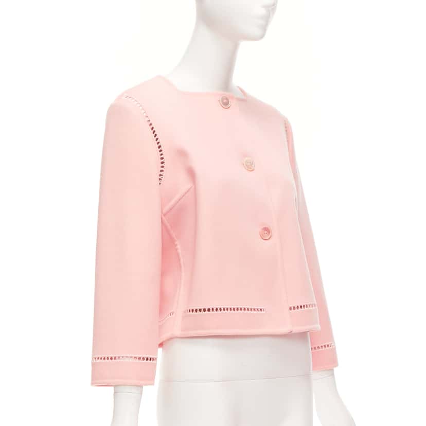 Ermanno Scervino Pink Eyelet Shell Jacket Pink Wool Very good condition - Inside View