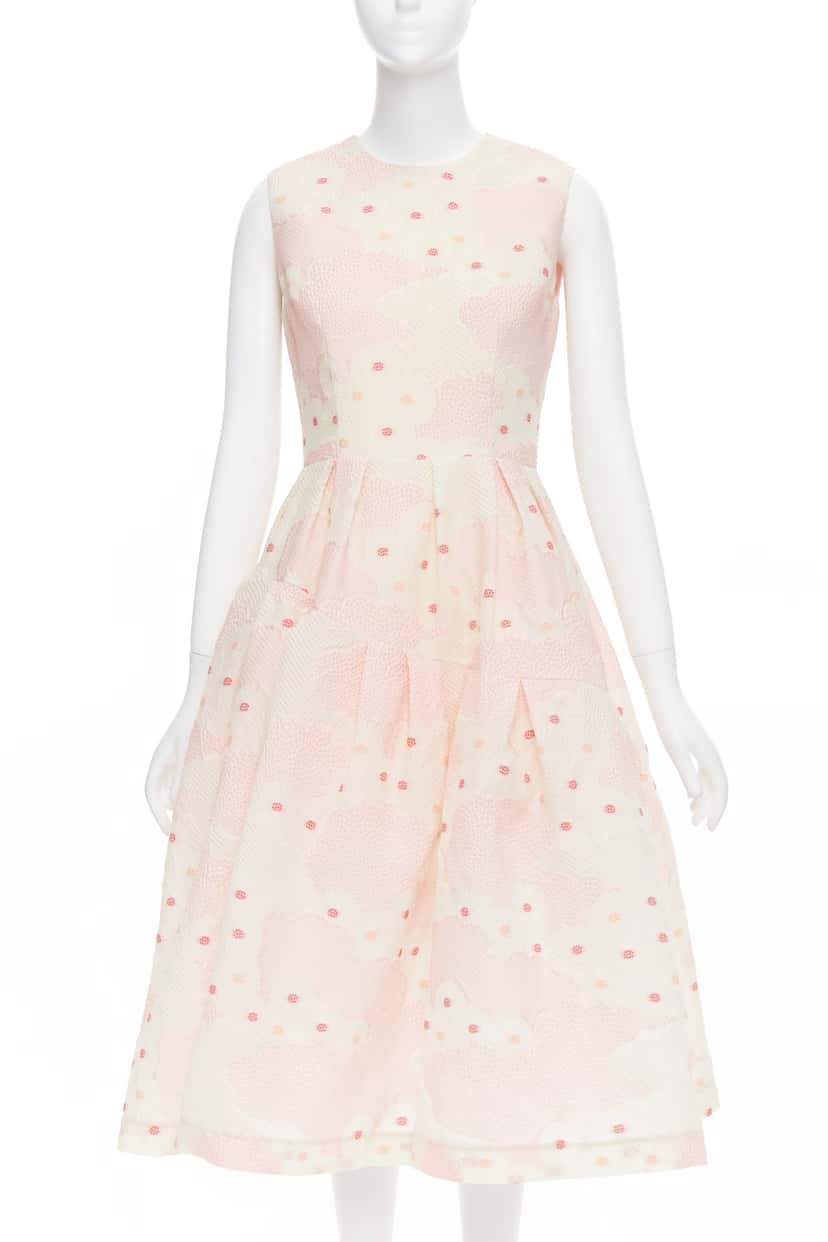 Simone Rocha Floral Cloque Dress Pink Silk Never worn - Front View