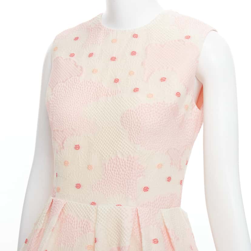Simone Rocha Floral Cloque Dress Pink Silk Never worn - Back View