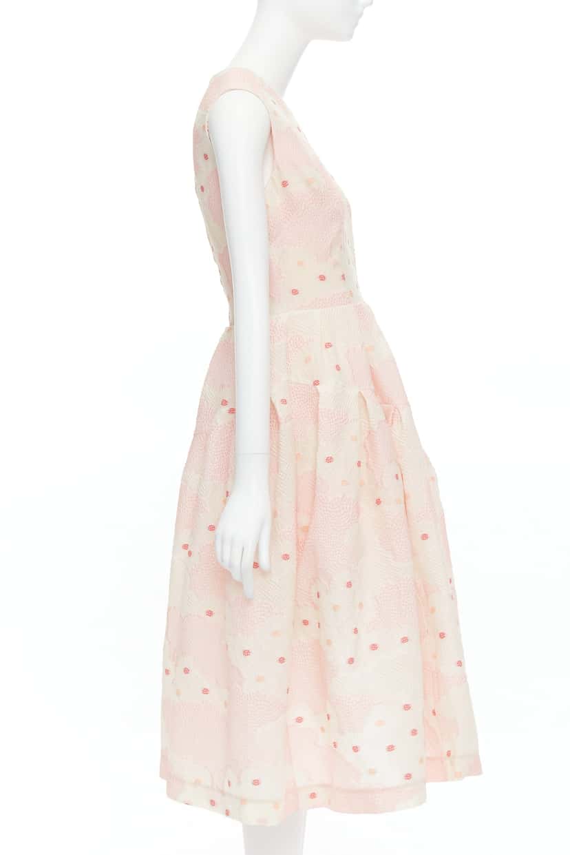Simone Rocha Floral Cloque Dress Pink Silk Never worn - Model View