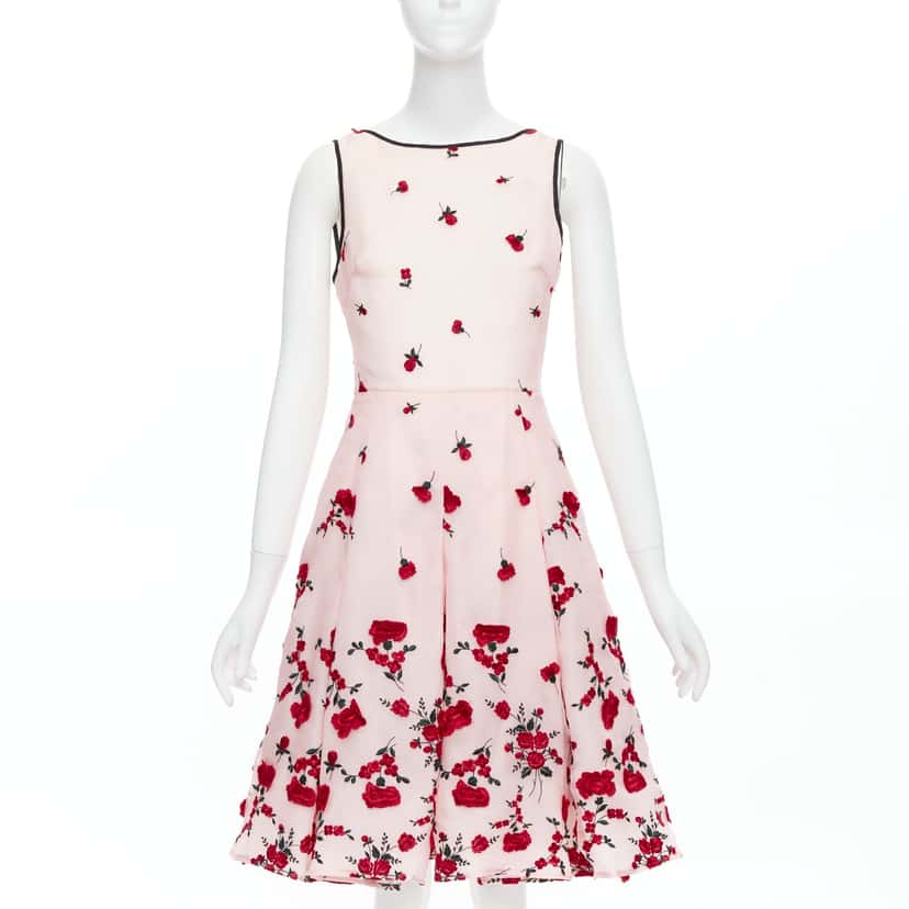 Oscar De La Renta Carnation Rose Dress Pink Silk Never worn - Front View