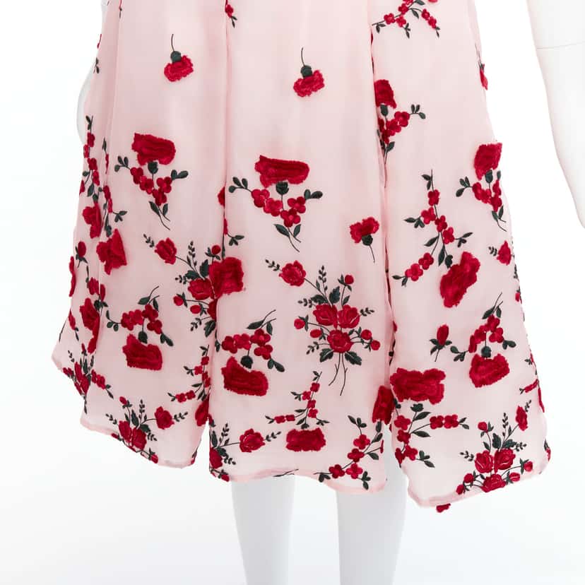 Oscar De La Renta Carnation Rose Dress Pink Silk Never worn - Back View