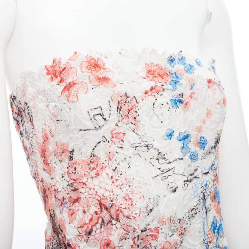 Monique Lhuillier Scribble Lace Dress MultiColor Polyester Very good condition - Back View