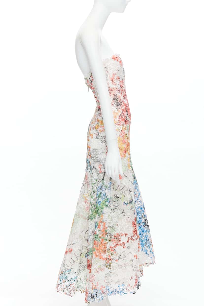 Monique Lhuillier Scribble Lace Dress MultiColor Polyester Very good condition - Model View