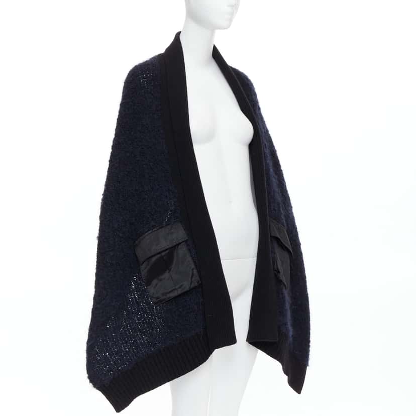 Sacai Pocketed High Low Cardigan Black Wool Good condition - Inside View