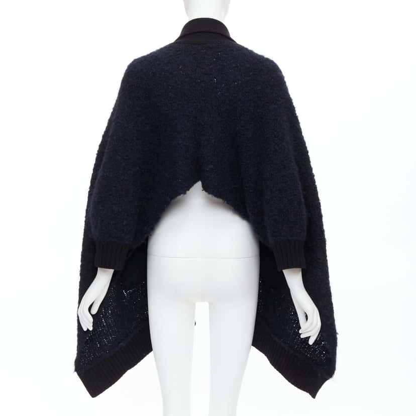 Sacai Pocketed High Low Cardigan Black Wool Good condition - Box View