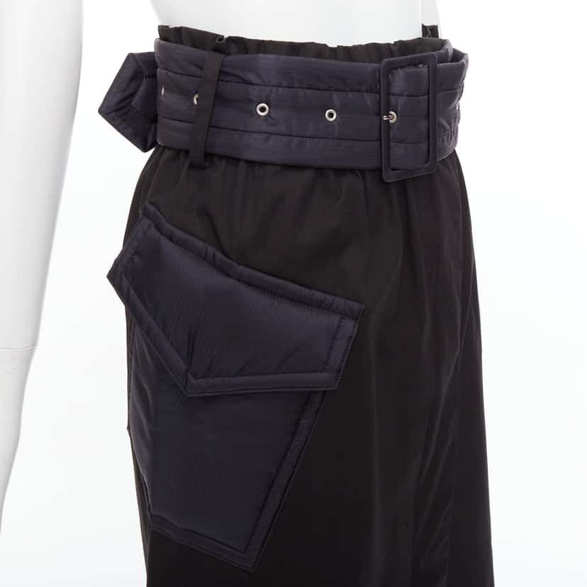Sacai Padded Belted Skirt Black Cotton Very good condition - Back View