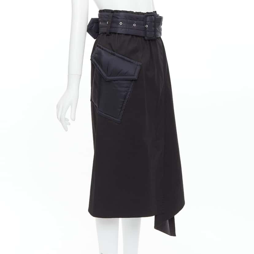 Sacai Padded Belted Skirt Black Cotton Very good condition - Inside View