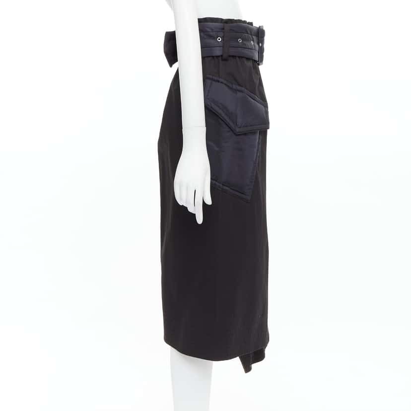 Sacai Padded Belted Skirt Black Cotton Very good condition - Model View