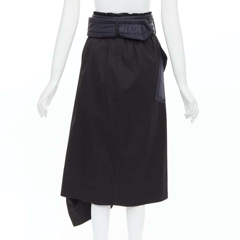 Sacai Padded Belted Skirt Black Cotton Very good condition - Box View