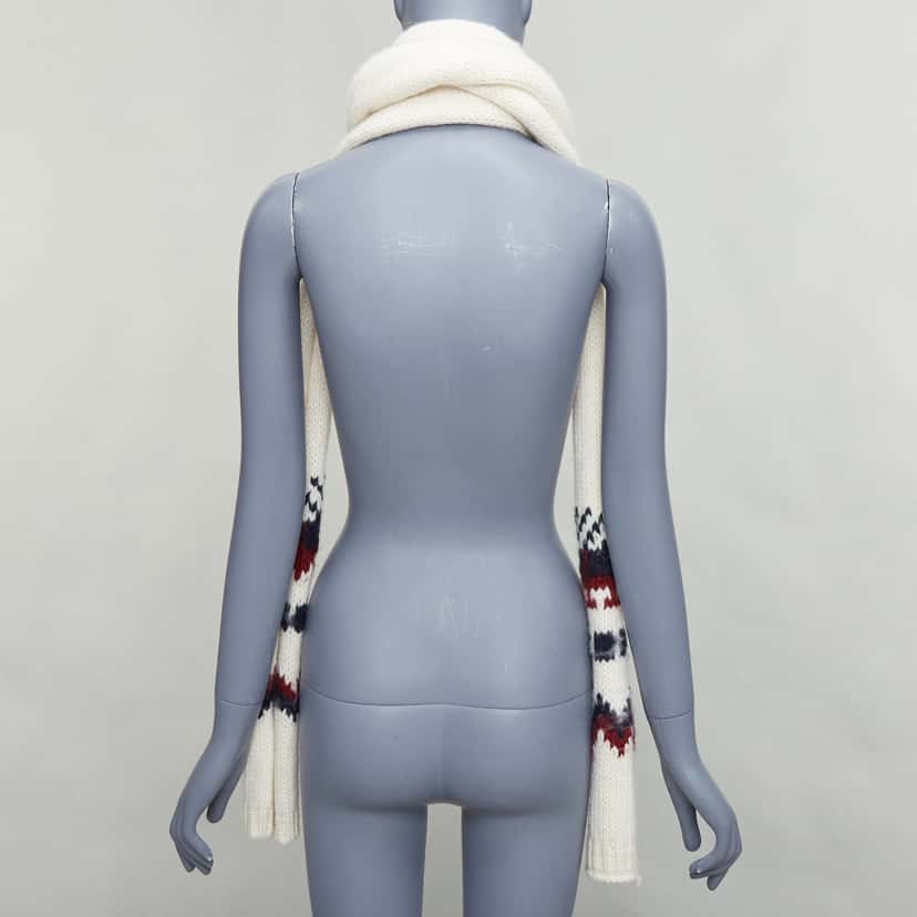 Saint Laurent Aztec Wrap Scarf Beige Wool Never worn - Box View