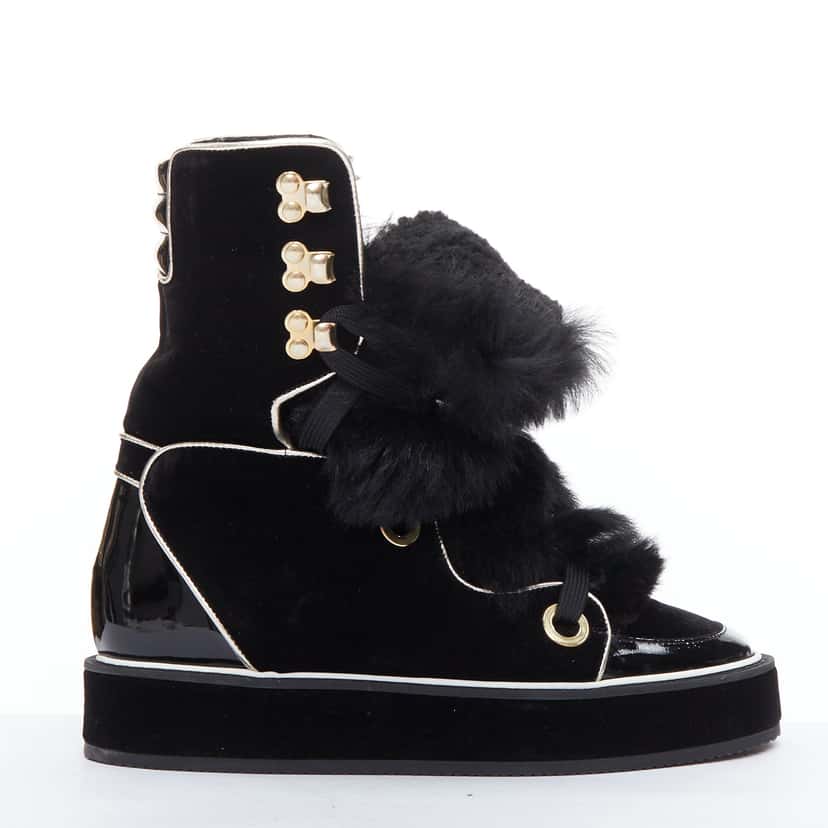 Nicholas Kirkwood Polly Neige Black Fur Very good condition - Front View