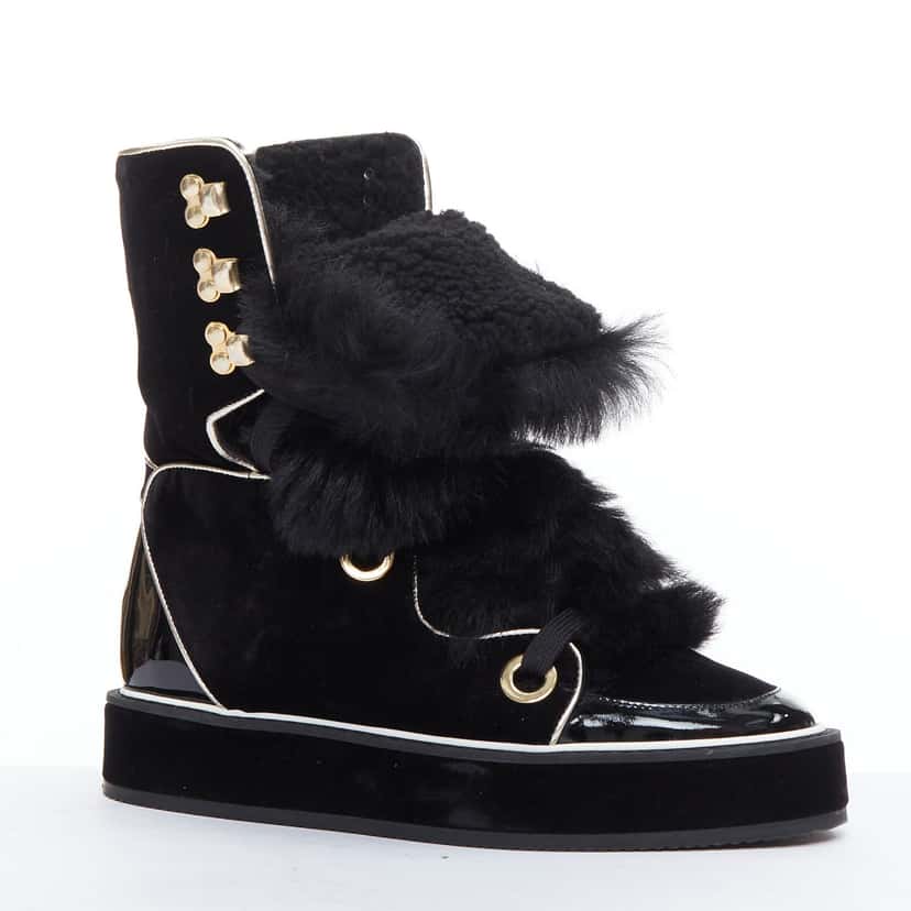 Nicholas Kirkwood Polly Neige Black Fur Very good condition - Back View