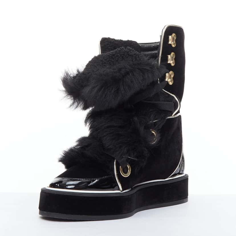Nicholas Kirkwood Polly Neige Black Fur Very good condition - Model View