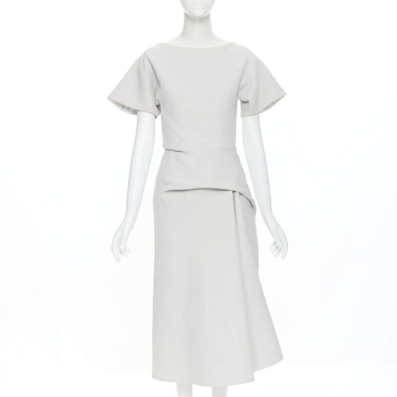 Maticevski Cloque Draped Dress Grey Cotton Good condition - Front View