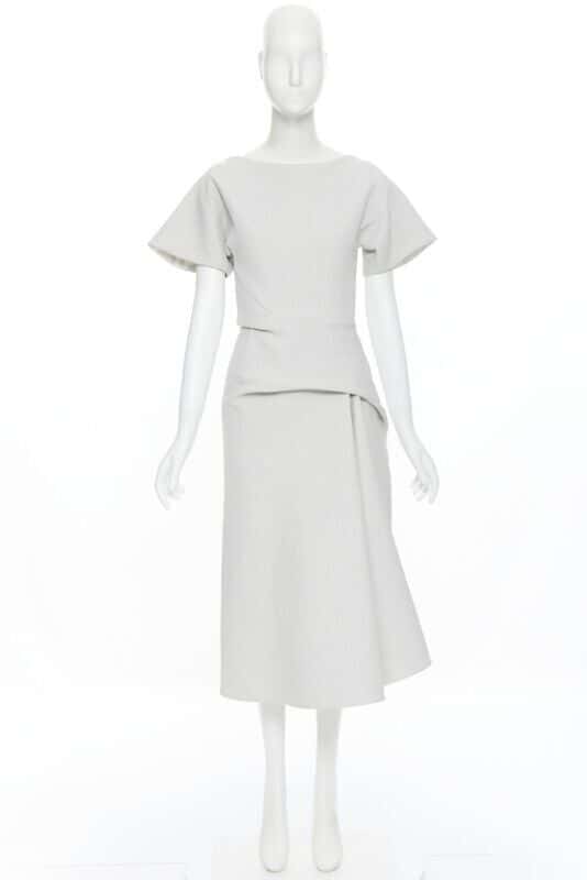 Maticevski Cloque Draped Dress Grey Cotton Good condition - Back View