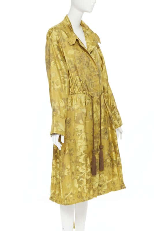 Oscar De La Renta Silk Floral Tassel Robe Yellow Silk Very good condition - Box View