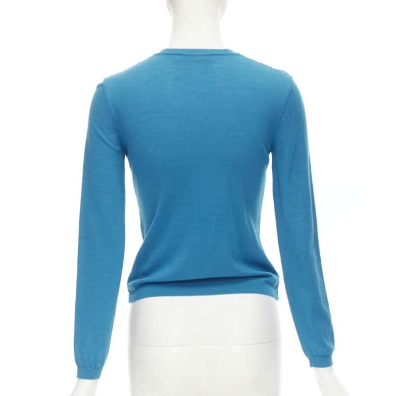Valentino Garavani Floral Lace Cardigan Blue Wool Never worn - Box View