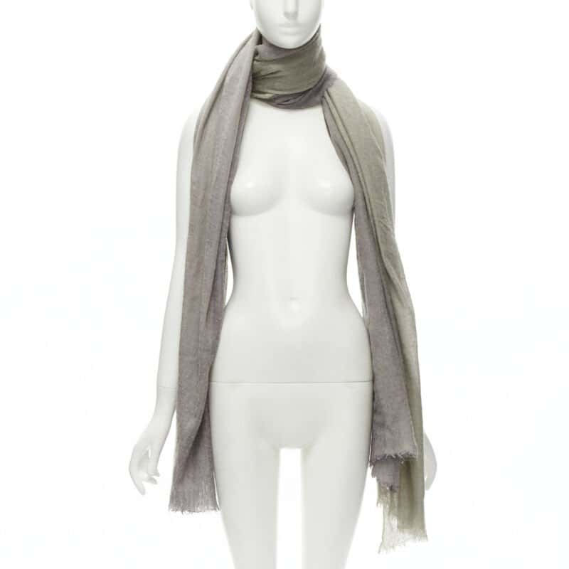 Hermès Colorblock Scarf Grey Cashmere Fair condition - Front View