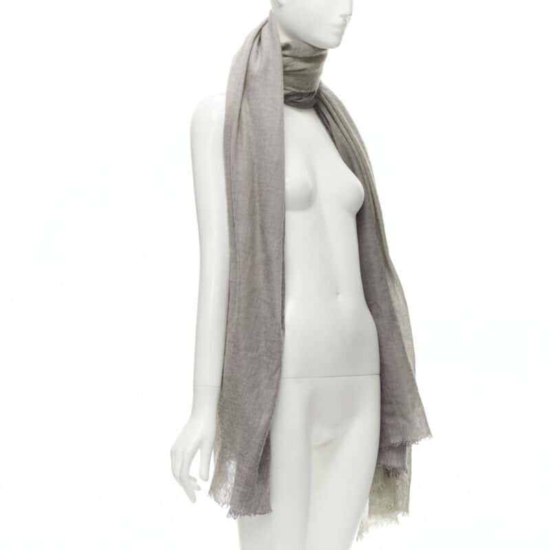 Hermès Colorblock Scarf Grey Cashmere Fair condition - Inside View