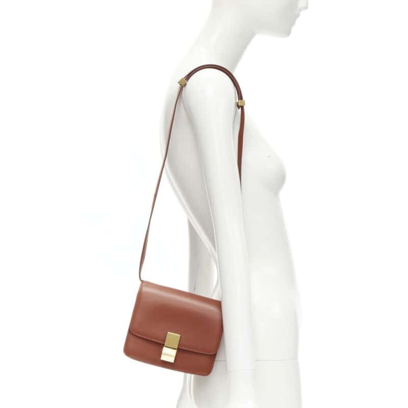 Celine White Matte Clutch Brown Leather Good condition - Back View
