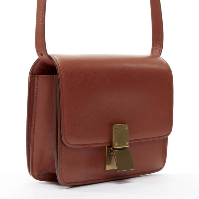 Celine White Matte Clutch Brown Leather Good condition - Inside View