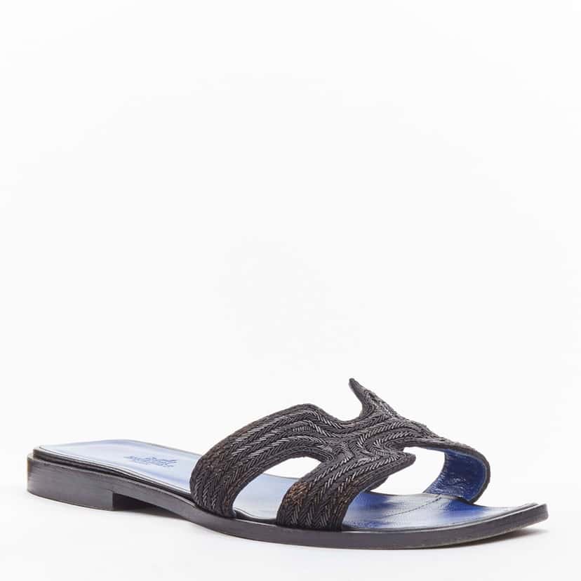 Hermès Beaded Insole Sandals Black Plastic Very good condition - Inside View