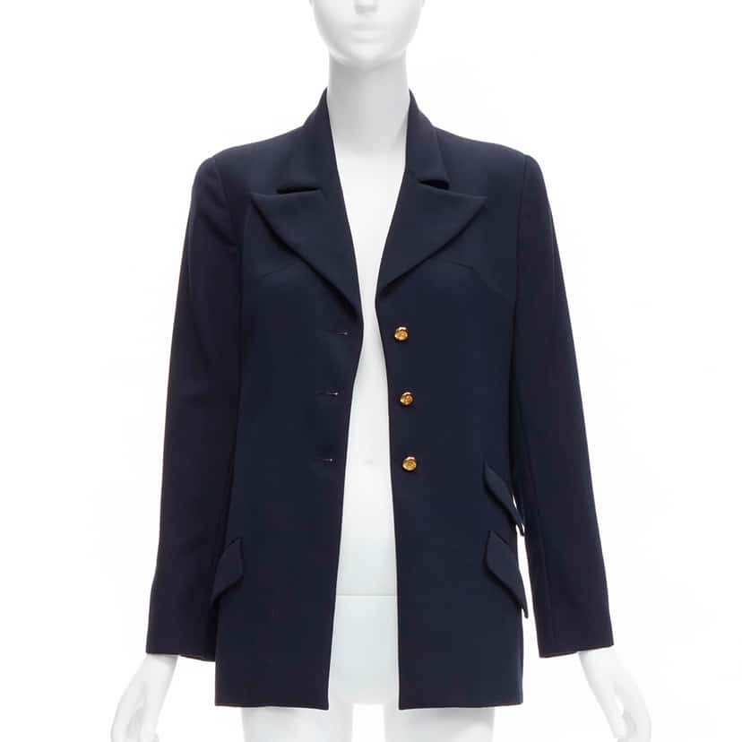 Chanel Navy Military Blazer Navy Wool Very good condition - Inside View