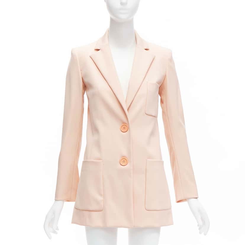 Oscar De La Renta Pink Longline Blazer Pink Wool Never worn - Front View