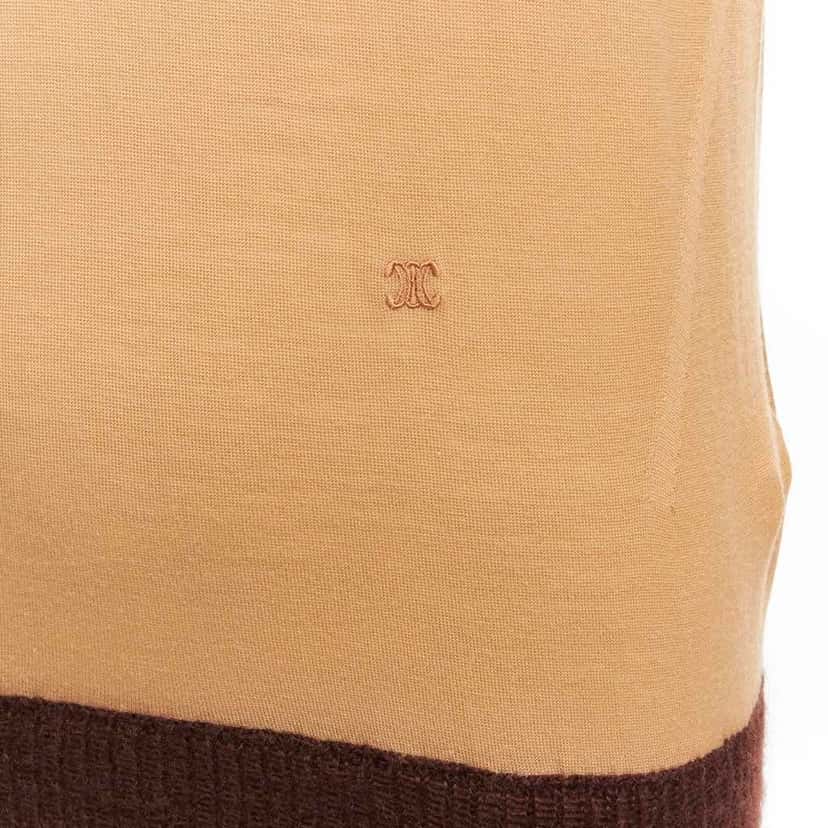Celine Logo Contrast Sweater Beige Wool Never worn - Back View