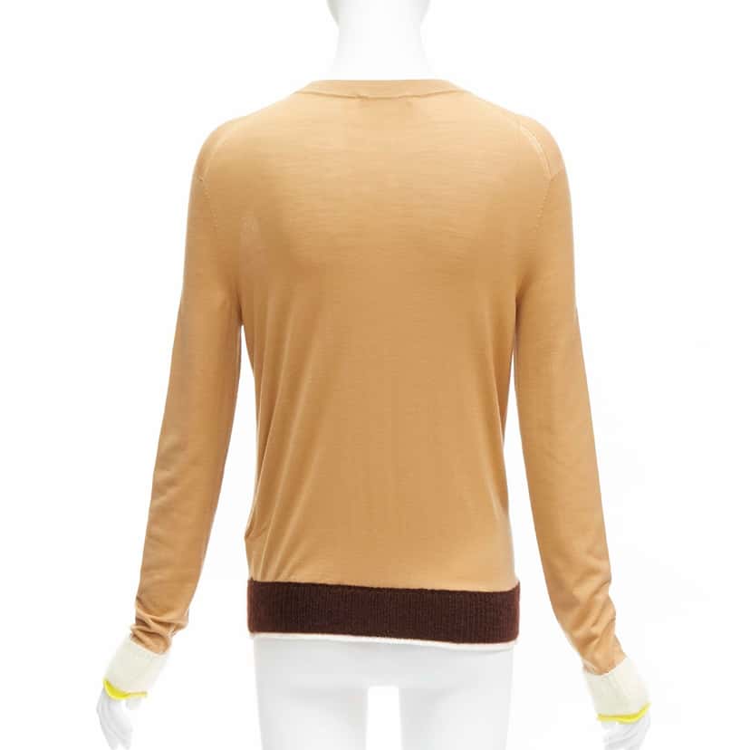 Celine Logo Contrast Sweater Beige Wool Never worn - Box View