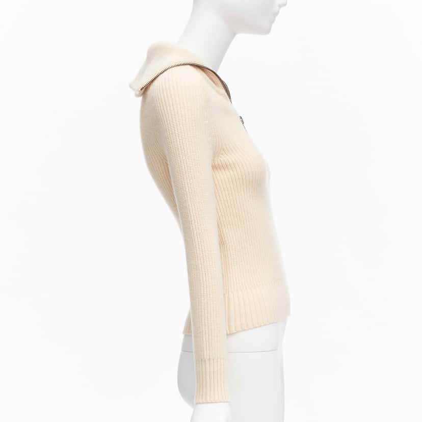Petar Petrov Zip Sailor Collar Beige Cashmere Never worn, with tag - Model View