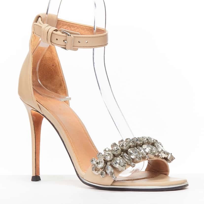 Givenchy Crystal Strap Sandals Beige Leather Very good condition - Back View