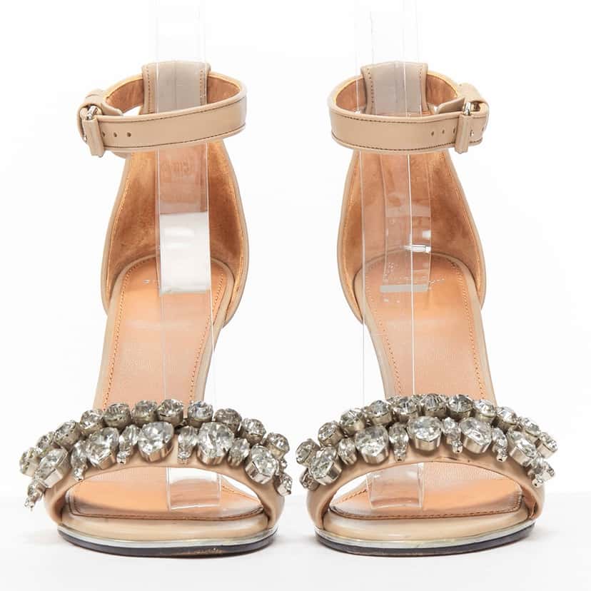 Givenchy Crystal Strap Sandals Beige Leather Very good condition - Inside View