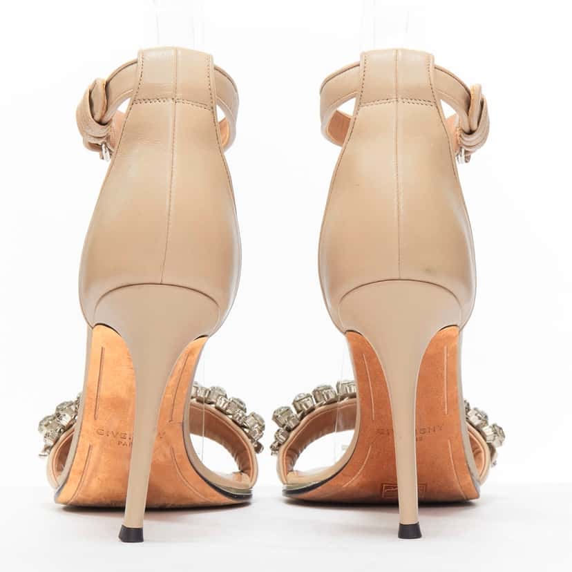Givenchy Crystal Strap Sandals Beige Leather Very good condition - Box View