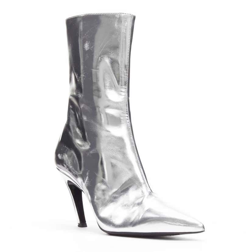 Balenciaga Metallic Mirrored Boots Silver Leather Fair condition - Back View