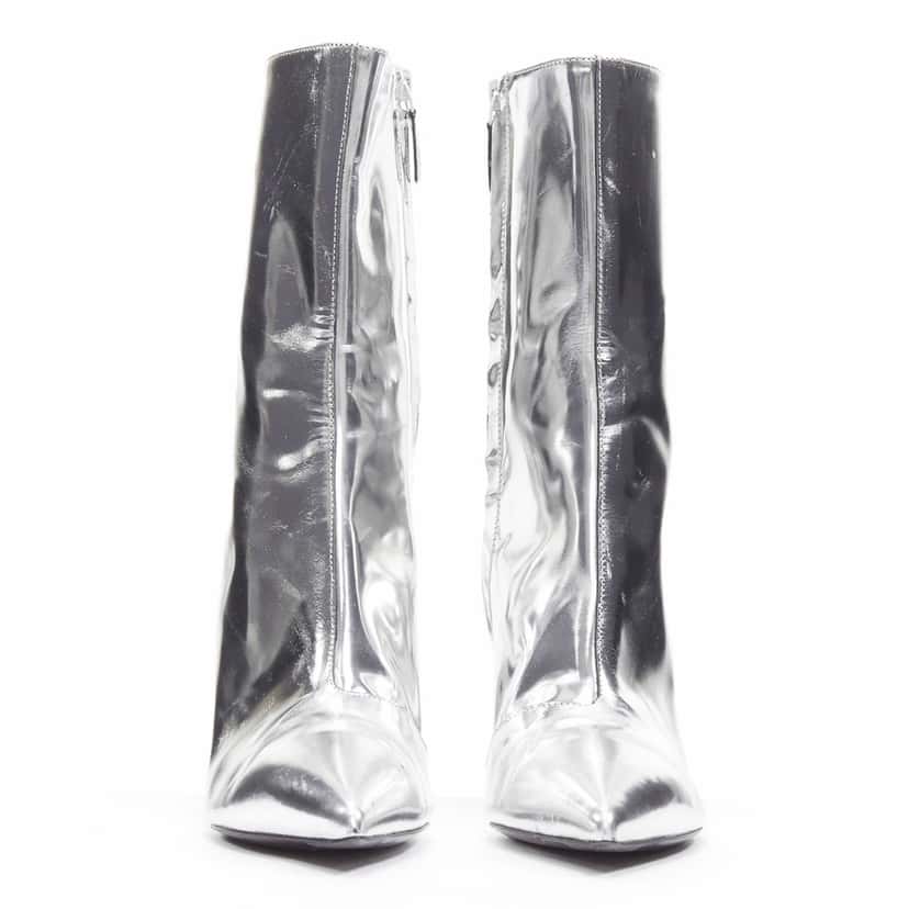 Balenciaga Metallic Mirrored Boots Silver Leather Fair condition - Inside View
