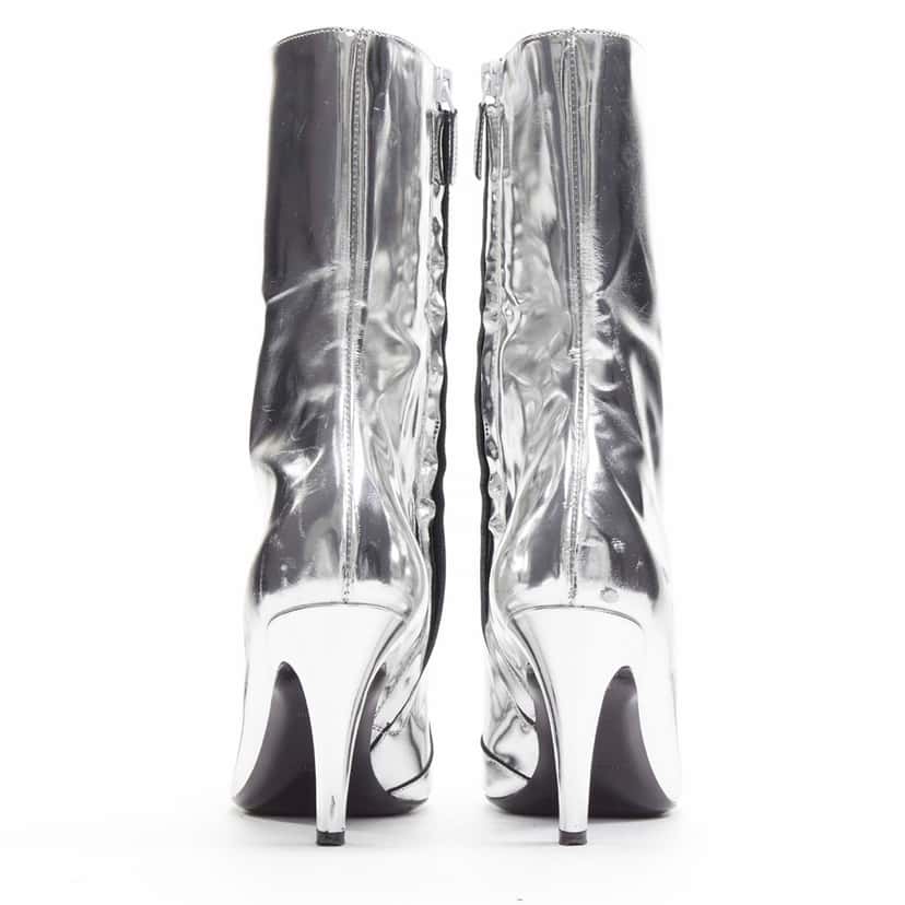 Balenciaga Metallic Mirrored Boots Silver Leather Fair condition - Box View