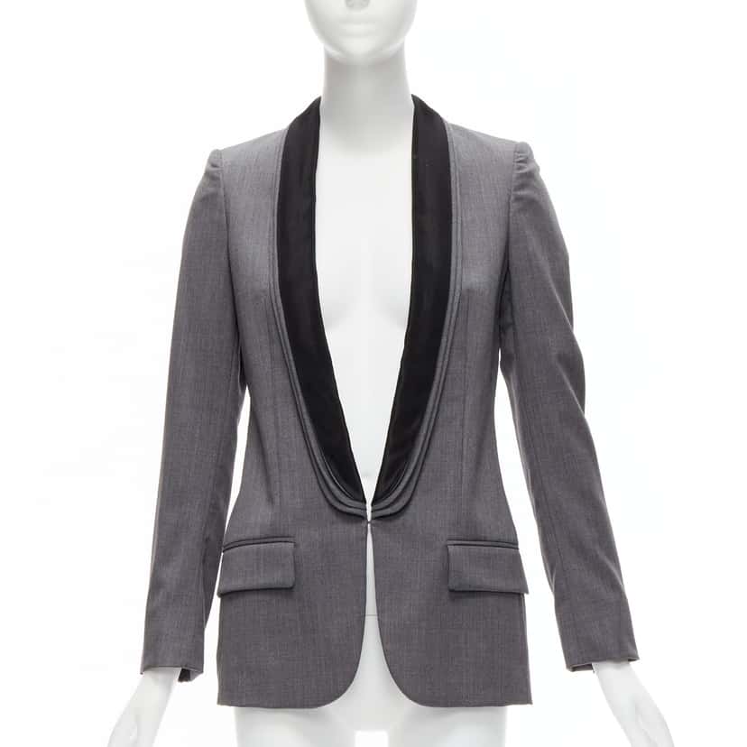 Stella Mccartney Grey Triple Layer Blazer Grey Wool Never worn - Front View