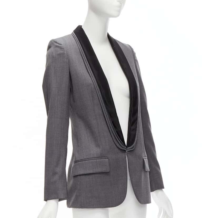 Stella Mccartney Grey Triple Layer Blazer Grey Wool Never worn - Model View