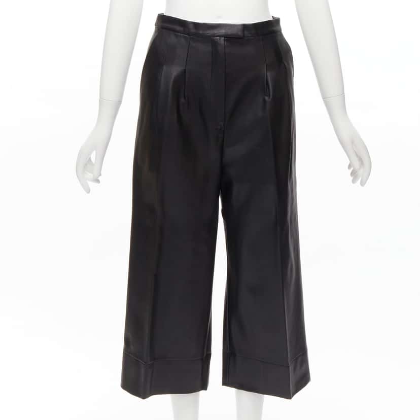Heidi Merrick Pinstripe Boxer Shorts Black Leather Very good condition - Front View