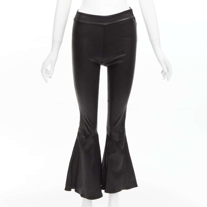 Frame Lambskin Cropped Pants Black Leather Very good condition - Front View