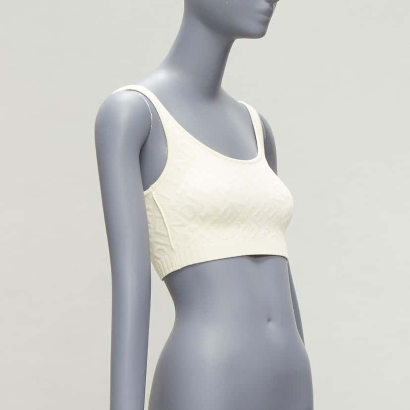 Fendi Logo Bralette Top Beige Viscose Never worn - Inside View